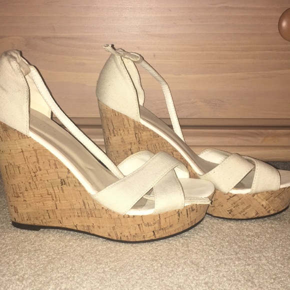 White Peep Toe Wedges - Picture 2 of 4